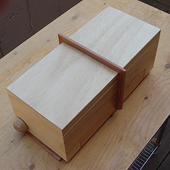View of a box with drawer showing racy stylistic elements